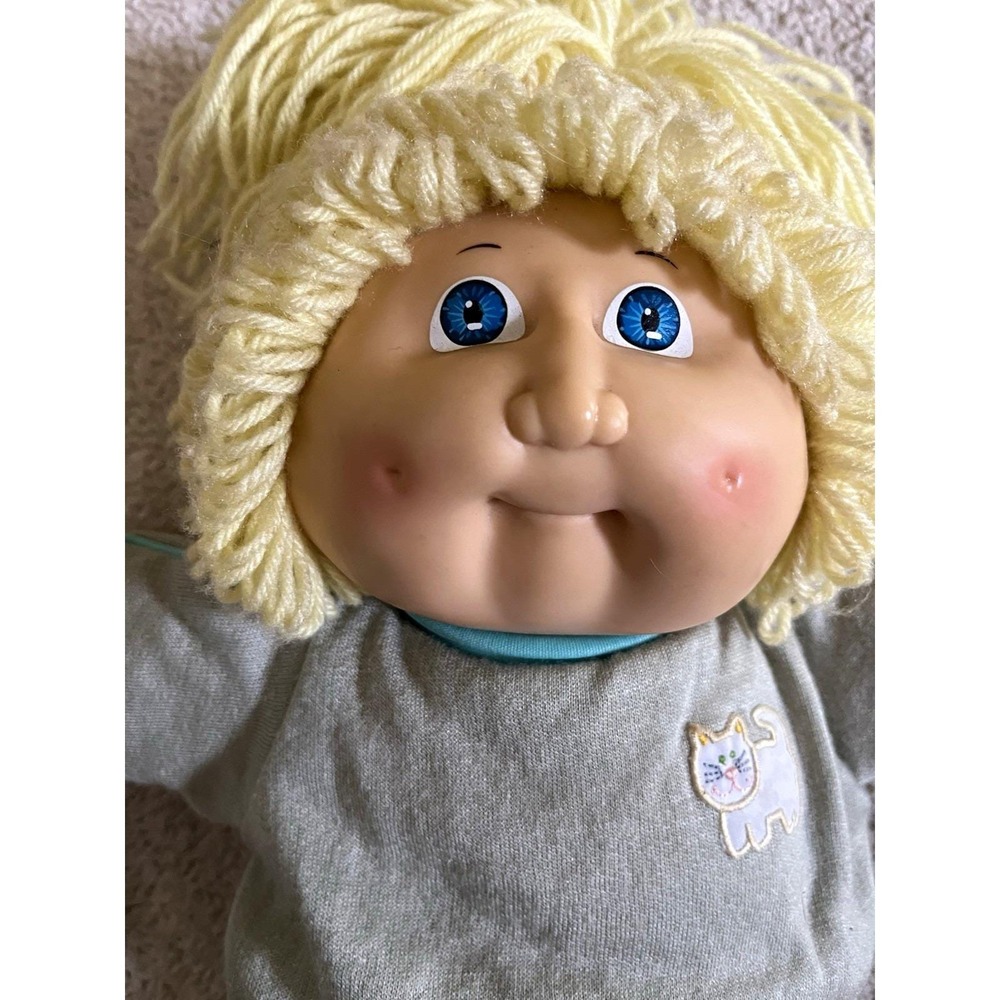 Cabbage Patch Kids 16in Soft Body Doll Blonde Yarn Hair Blue Eyes Signed 1985